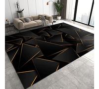 Tappeti di Zona a Geometrico Moderno In Oro Nero, Tappeto di Lavabile in lavatrice di Arte Minimalista Di Lusso, Passatoia di Resistente All’Usura - per Pavimenti per Corridoi e Scale 100 x 150 cm