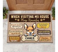 Tappeti D'Ingresso Antiscivolo Tappetini Porta Dingresso Facile Da Pulire Tappeto Ingresso Casa Per Soggiorno Terrazzo 40X60Cm Quando Visiti La Nostra Casa, Ricordati Del Cane Personalizzato