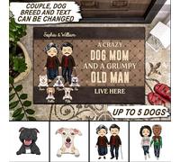 Tappeti D'Ingresso Confortevole Tappeto Ingresso Casa Antiscivolo Zerbino Di Benvenuto Per Interno Terrazzo Camera Letto 40X60Cm Qui Vivono Una Mamma Cagnolina Pazza E Un Vecchio Brontolone