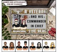 Tappeti D'Ingresso Divertenti Tappeto Ingresso Casa Antiscivolo Tappetino Da Bagno Per Terrazzo Interno Camera Letto 40X60Cm Un Veterano E Il Suo Comandante In Capo Vivono Qui