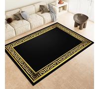 Tappeti E Tappetini Nero Decorazioni Per Interni Tappeti 120 x 180 cm Tappeto Moderno Da Salotto Di Grandi Dimensioni Motivo greco Oro Bordo Moquette polyester antidérapante à thème