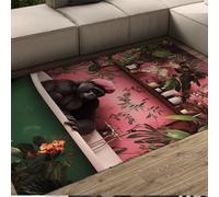 Tappeti Gorilla Carino Botanica Rosa Parete Vasca da Bagno Verde Modello Tappeto Sottile per Yoga Spa Camera Bagno Creativo Animale Home Decor 120 x 160 cm