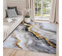 Tappeti in marmo UIYIUI per camera da letto, tappeto 230x250 cm, tappeto moderno astratto di lusso grigio nero oro per soggiorno, antiscivolo lavabile, per sala da pranzo cucina ufficio tappeto