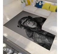 Tappeti in stile retrò anni '90 Gorilla che indossa un modello di cappotto Tappeto pavimento Tema invernale per soggiorno Camera letto Camera letto per adolescenti Pile basso Antiscivolo 180x300cm