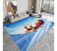 Tappeti lavabili per soggiorno 120 x 170cm Babbo Natale collina, tappeti morbidi a pelo corto per camera da letto - tappeto antiscivolo soffice in lana sintetica per la cameretta dei bambini