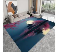 Tappeti lavabili per soggiorno 160 x 230cm Luna piena edifici antichi vista notturna, tappeti morbidi a pelo corto per camera da letto - tappeto antiscivolo soffice per la cameretta dei bambini