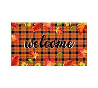 Tappeti lavabili per soggiorno Ringraziamento autunno decorativo casa colonica Happy Fall Yall zerbino autunno plaid zerbino antiscivolo per interni tappeto basso profilo ingresso (A, taglia unica)