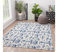 Tappeti lavabili Runner 80x350cm Modello astratto di barca a vela blu faro balena antiscivolo con supporto in gomma Tappeto morbido per camera da letto d'ingresso