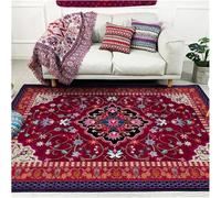 Tappeti Lavabili Soggiorno, Tappeto Floreale Rosso Vintage, Tappetini Antiscivolo, per Camere da Letto, Sale da Pranzo, Salotti, Uffici, Red, 80 x 120 cm