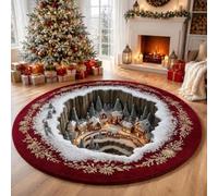 Tappeti Natalizi 3D Rotondo Patchwork Zerbino Natalizio Babbo Natale | Tappeto Natalizio 3D E Tappeto 3D Babbo Natale Tra I Tappeti Natalizi Tradizionali