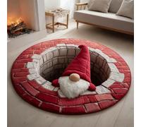 Tappeti Natalizi 3D Rotondo Patchwork Zerbino Natalizio Babbo Natale | Tappeto Natalizio 3D E Tappeto 3D Babbo Natale Tra I Tappeti Natalizi Tradizionali