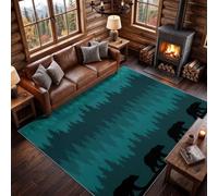 Tappeti Nordic Minimalist, Conifere Foresta Orso Ombra Wilderness | Tappeto stampato a macchina, antiscivolo, morbido, per soggiorno, camera da letto, sala da pranzo, ufficio, 160 x 230 cm