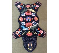 Tappeti orso polare 3x5 piedi fatti a mano 100% lana trapuntati a mano per...