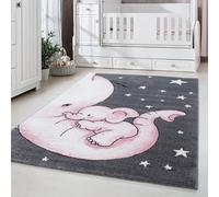 Tappeti per Bambini, Colore Rosa, Disegno dell'elefante, 16091, Tappeto Rettangolare, Tappeti Camera dei Bambini, 120 x 170 cm