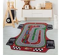 Tappeti per bambini, colore rosso, auto da corsa su pista, 105280, tappeto rettangolare, Tappeti camera dei bambini, 120 x 170 cm