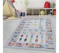 Tappeti per bambini con alfabeto, numeri, animali, lavabili, per ragazzi e ragazze, adatti per camere dei bambini, camere per neonati Misurare: 120 x 170 cm Colore: Grigio-4