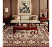 Tappeti per camera da letto soggiorno morbido tappeto vintage a pelo corto per sala da pranzo studio facile da pulire decorazione per la casa tradizionale etnica floreale marrone, rosso, 120 x 180 cm