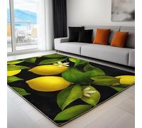 Tappeti per Il Soggiorno 120 x 170 cm Tappeti Morbidi Antiscivolo, Frutta Limone Tappeto Sottile Lavabile in Lavatrice Acquerello Floreale Tappeto per Ufficio Bagno Sala Giochi