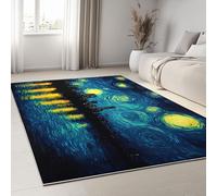 Tappeti per Il Soggiorno 80 x 150 cm Tappeti Morbidi Antiscivolo, Astratto Architettura Tappeto Sottile Lavabile in Lavatrice, Paesaggi Notturni Dipinti a Olio Tappeto per Ufficio, Bagno, Sala Giochi