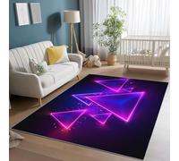 Tappeti per la camera da letto 140 x 200 cm Tappeto di flanella da Triangoli Astratti Lavabile in lavatrice, decorazione per bambini e adolescenti per soggiorno, sala da pranzo, Viola Scuro