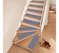 Tappeti per Scale 5Pcs Tappetini per Gradini Interni 16x40cm Grigio Chiaro | Coprigradini Per Scale, Tappetino Per Scales Tagliabili, In Tpe Lavabili In Lavatrice 100% Poliestere Con Legno, Marmo, Vetro