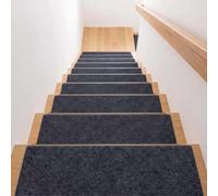 Tappeti per Scale 5Pcs Tappetini per Gradini Interni 34x98cm Grigio Scuro | Coprigradini Per Scale, Tappetino Per Scales Tagliabili, In Tpe Lavabili In Lavatrice 100% Poliestere Per Scale Interni