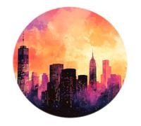 Tappeti rotondi a pelo basso al tramonto della città moderna 60cm - Tappeto circolare lavabile del soggiorno del cielo colorato per la camera da letto Decor per la casa Divano della sala studio