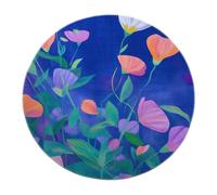 Tappeti rotondi Boho moderni Morning Glory Floreale Lavabile Morbido Tappeto Antiscivolo a pelo corto per soggiorno Camera da letto Sotto il tavolo Lounge Multicolor 80x80cm