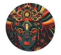 Tappeti Rotondi Boho Portrait - Tappeto Antiscivolo Con Motivo a Forma Di Drago Con Pelle Verde Blu per Ingresso Soggiorno Sala Da Pranzo 90cm