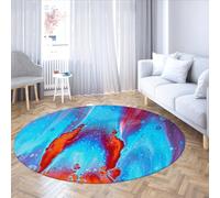 Tappeti rotondi da soggiorno 90cm Cerchio lavabile Grande astratto Moderno Pavimento resistente alle macchie morbide per camera da letto Asilo nido Ufficio Sala da pranzo per casa Blu Rosso