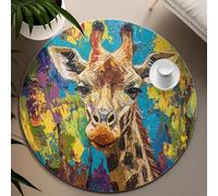 Tappeti rotondi di arte dell'acquerello 100cm Tappeto circolare a pelo basso con stampa di graffiti creativi di moda per l'aula del soggiorno facile da pulire