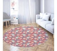 Tappeti rotondi di arte tradizionale 140cm Modello di loto e nuvola in stile cinese Tappeto sottile a pelo corto antiscivolo lavabile per l'asilo nido