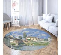 Tappeti rotondi Landscape 150cm The Bridge At Villeneuve Tappeto circolare a pelo corto lavabile con supporto antiscivolo per sala da pranzo Camera degli ospiti