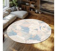 Tappeti rotondi lavabili Foglio classico Modello antiscivolo Tappeto a pelo corto Tappeto a cerchio sottile stampato colorato per la decorazione della casa del soggiorno 90cm