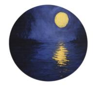 Tappeti rotondi notturni sul fiume illuminato dalla luna 200cm - Blue River Tappeto circolare per camera da letto a pelo corto lavabile per soggiorno Studio Sala studio Ingresso Ufficio