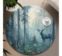 Tappeti rotondi Quiet Forest 240cm Stile pittura a olio Tappeto a cerchio a pelo corto a pelo basso con motivo Moose per il corridoio del divano della camera degli ospiti Facile da pulire