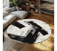 Tappeti rotondi sottili moderni della metà del secolo Tappeto astratto con linee geometriche nere per la casa colonica Camera da letto Studio Camera Lobby Antiscivolo a pelo basso 200x200cm