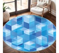 Tappeti rotondo 80 cm per Soggiorno Home Decor Geometria Dello Spazio Solido Antiscivolo Non perde Pelo Corto Tappeti Rotondi Blu, Tappeto rotondo per interni per camera da letto