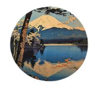 Tappeti rotondo giapponese ukiyo e Monte Fuji ciliegio Tappeto estetica asiatica paesaggio interno esterno pelo corto antiscivolo tappeti decor 160x160cm
