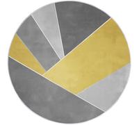 Tappeti Rotondo per il Soggiorno 60 cm, Morbido Tappeto Rotondo Lavabile Antiscivolo Tappeto Minimalismo Linee Geometria Tappeto per Camera da letto Tavolino da Caffè Ingresso, Grigio Giallo
