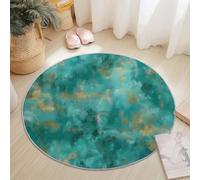 Tappeti Rotondo per il Soggiorno 90 cm, Morbido Tappeto Rotondo Lavabile Antiscivolo Surrealismo Testurizzato Screziato Tappeto per Camera da letto Tavolino da Caffè Ingresso, Verde