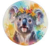 Tappeti Rotondo per il Soggiorno 90 cm, Morbido Tappeto Rotondo Lavabile Antiscivolo Tappeto Acquerello Animali Koala Fiori Tappeto per Camera da letto Tavolino da Caffè Ingresso, Colorato