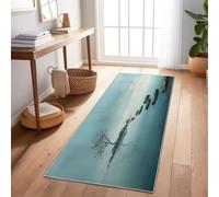 Tappeti Runner Passatoia 80 x 300 cm, Antiscivolo Corridore Tappeto Sottile Lungo Tappeti di Zona Lavabile, Art Minimaliste Route Pavée Tappeto per Camera da Letto Soggiorno Cucina, Bleu Clair