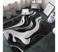 Tappeti Salotto Camera da Letto Astratto Nero-Bianco Vortice Morbido Copritutto Lavabile 7.6x12.7cm Tappeto Antiscivolo Tappeto Interno Pavimento Camera Da Letto Estetico