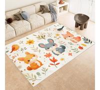 Tappeti Salotto Imitazione Cashmere 100x150 cm Stampa Carino Coniglio Fiore Foglia 3D Motivi Squisiti Tappeto Bagno Antiscivolo Lavabile Adatto a Corridoi Ville Classiche Angoli Lettura Moquette