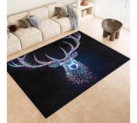 Tappeti Salotto Imitazione Cashmere 100x150 cm Stampa Sika Cervo Stelle Creativo 3D Motivi Squisiti Tappeto Bagno Antiscivolo Lavabile Adatto a Corridoi Ville Classiche Angoli Lettura Moquette