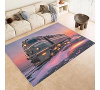 Tappeti Salotto Imitazione Cashmere 100x150 cm Stampa Treno Montagne Binari 3D Motivi Squisiti Tappeto Bagno Antiscivolo Lavabile Adatto a Corridoi Ville Classiche Angoli Lettura Moquette
