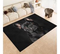 Tappeti Salotto Imitazione Cashmere 120x180 cm Stampa Cane Carino Nero Animale 3D Motivi Squisiti Tappeto Bagno Antiscivolo Lavabile Adatto a Corridoi Ville Classiche Angoli Lettura Moquette