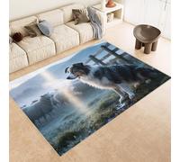 Tappeti Salotto Imitazione Cashmere 120x180 cm Stampa Cane Erba Mucca Sole Animale 3D Motivi Squisiti Tappeto Bagno Antiscivolo Lavabile Adatto a Corridoi Ville Classiche Angoli Lettura Moquette
