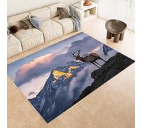 Tappeti Salotto Imitazione Cashmere 120x180 cm Stampa Sika Cervi Montagne Animale 3D Motivi Squisiti Tappeto Bagno Antiscivolo Lavabile Adatto a Corridoi Ville Classiche Angoli Lettura Moquette